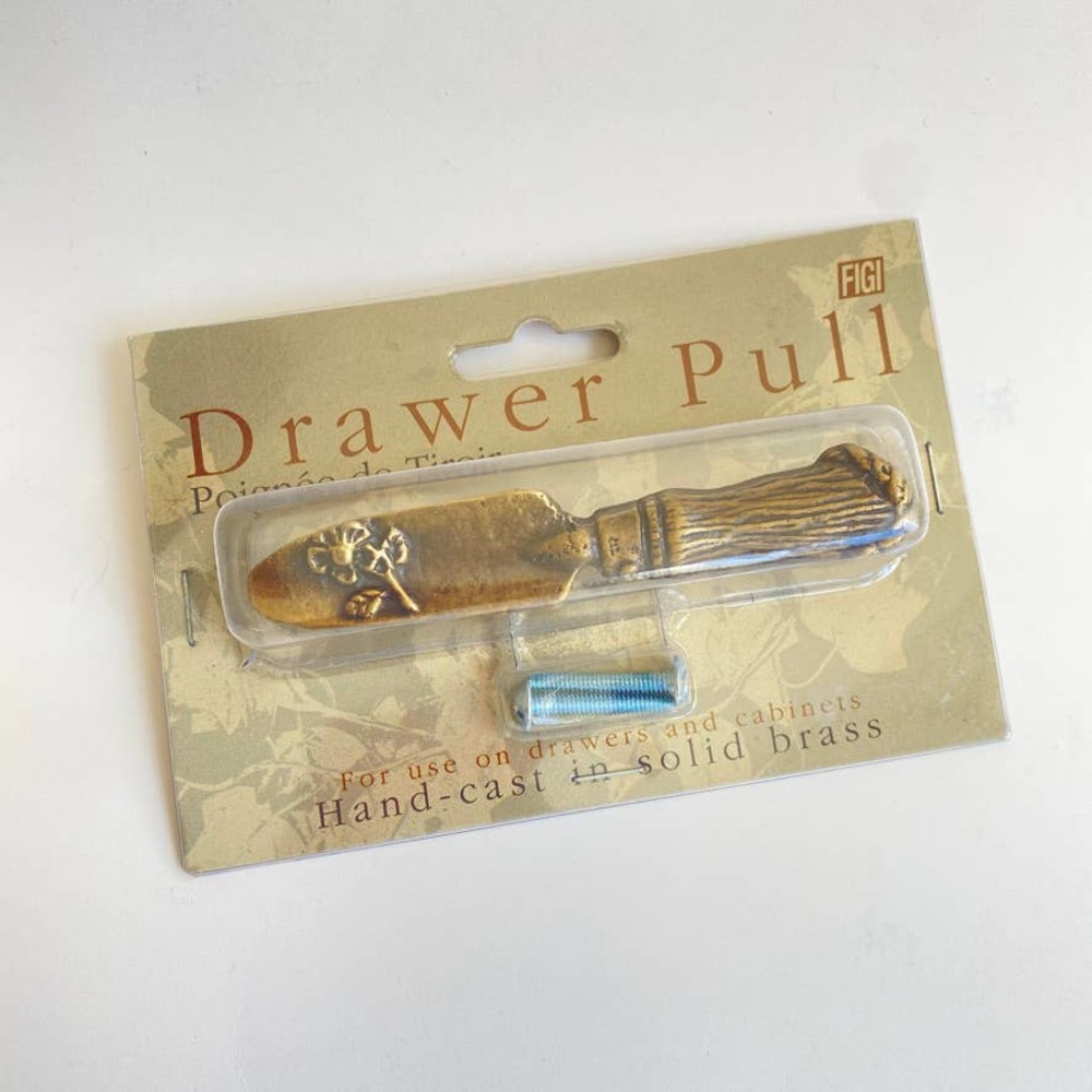 NEW Figi Hand Coasted Solid Brass Cabinet Drawer Pull Garden Trowel Shovel